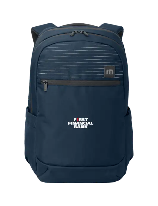 TravisMathew Navy Approach Backpack w/First Financial Bank Logo