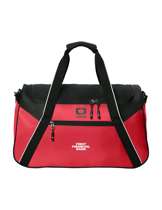 OGIO Red/Black Inception Duffel w/First Financial Bank Logo