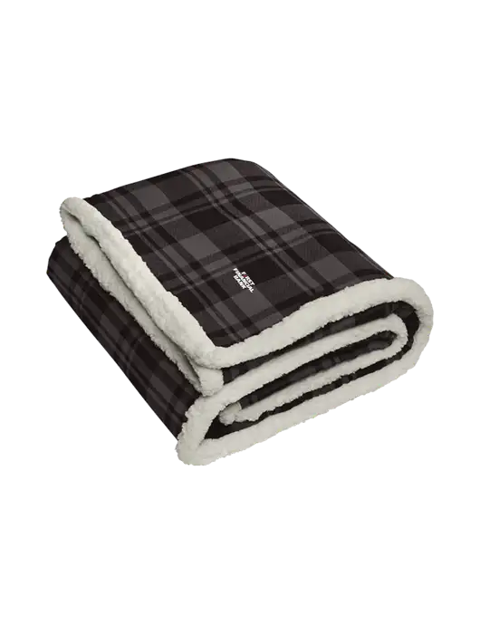Charcoal/Medium Grey Flannel  Sherpa Blanket w/First Financial Bank Logo