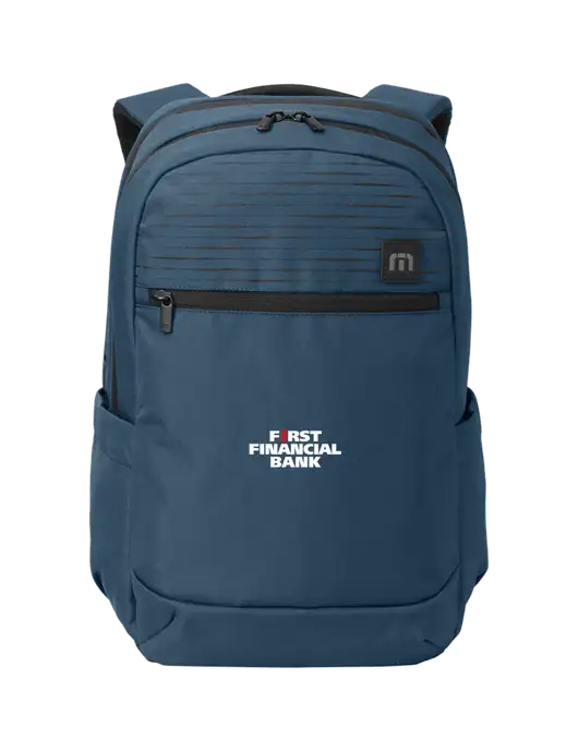 TravisMathew Light Navy Approach Backpack w/First Financial Bank Logo