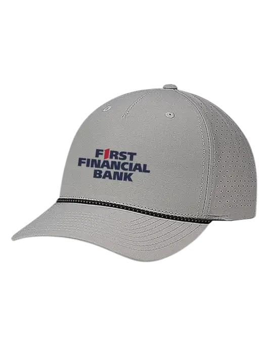 Richardson Laser Perf Performance Light Grey/Black-Grey Rope Cap w/First Financial Bank Logo