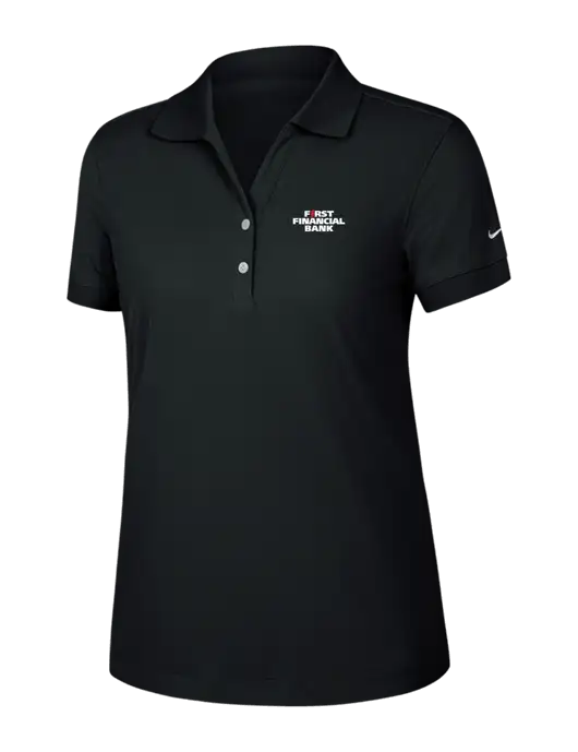 Nike Womens Dri-FIT Classic Black Polo w/First Financial Bank Logo