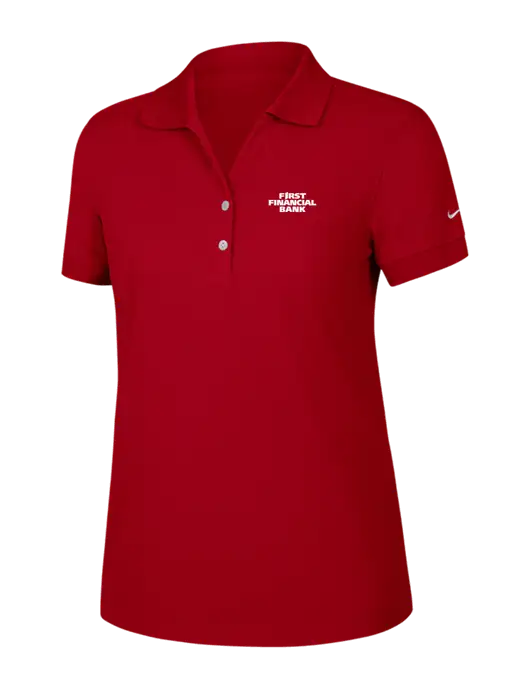 Nike Womens Dri-FIT Classic Red Polo w/First Financial Bank Logo