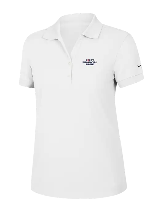 Nike Womens Dri-FIT Classic White Polo w/First Financial Bank Logo