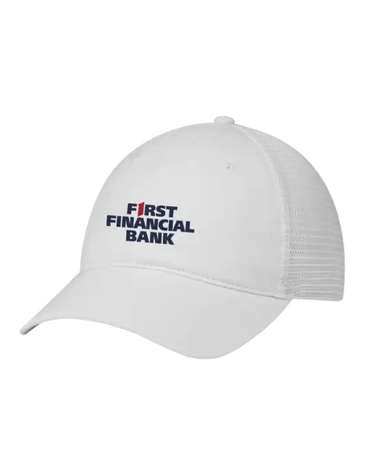 Richardson 111 Garment Washed Trucker Cap White w/White Mesh w/First Financial Bank Logo