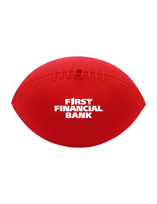 7” Durable Red Vinyl Football w/First Financial Bank Logo