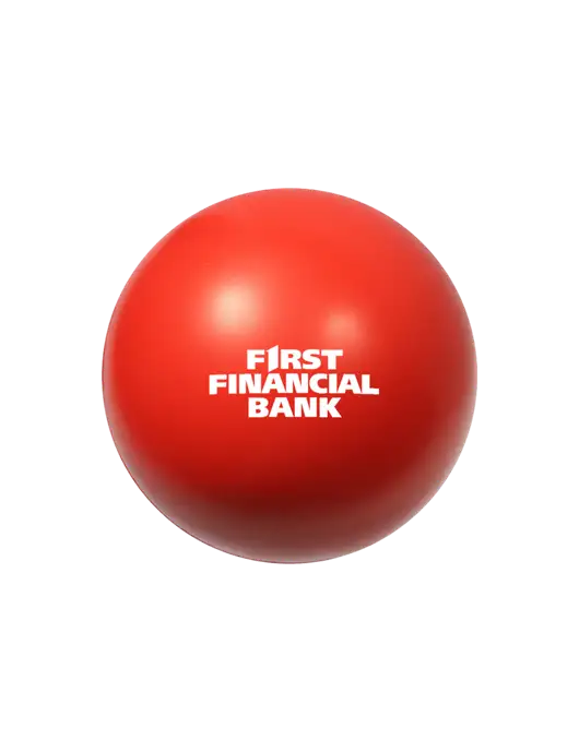 Red Stress Reliever Ball w/First Financial Bank Logo