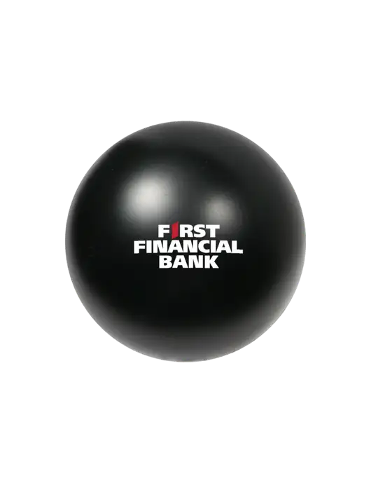 Black Stress Reliever Ball w/First Financial Bank Logo