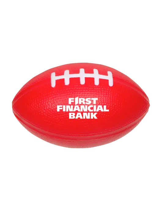 Red Stress Reliever Football w/First Financial Bank Logo