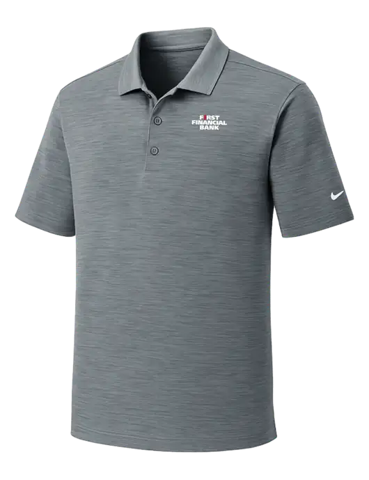 Nike Dri-FIT Medium Grey Striated Polo w/First Financial Bank Logo