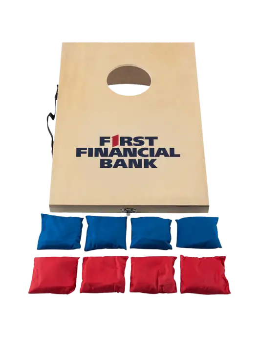 Mini 10 1/2" x 15 3/4" Wood Cornhole Game w/First Financial Bank Logo