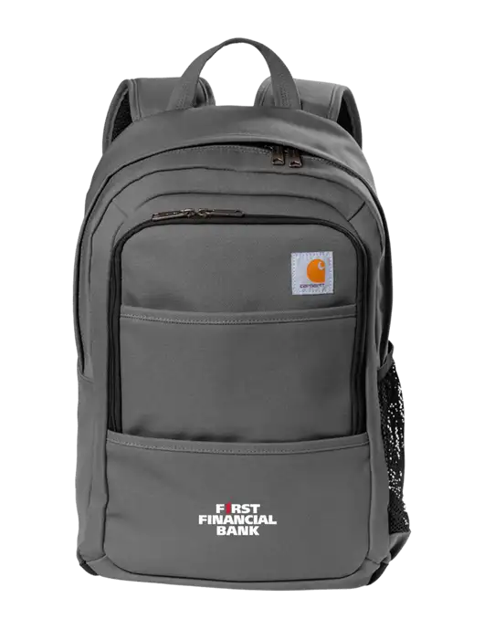 Carhartt Medium Grey Foundry Series Backpack w/First Financial Bank Logo