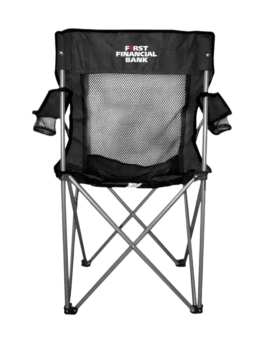 Titan Black/Black Mesh Folding Chair w/First Financial Bank Logo