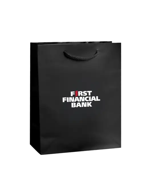 Black Gift Bag Gloss 8x10 w/First Financial Bank Logo