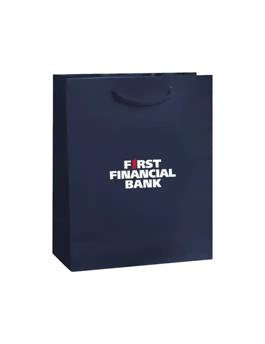 Dark Navy Gift Bag Gloss 8x10 w/First Financial Bank Logo