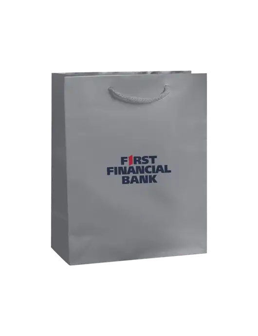 Light Grey Gift Bag Gloss 8x10 w/First Financial Bank Logo