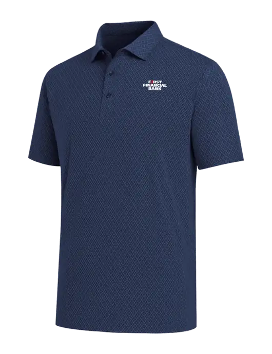Callaway All-Over Stitched Dark Navy Chev Polo  w/First Financial Bank Logo