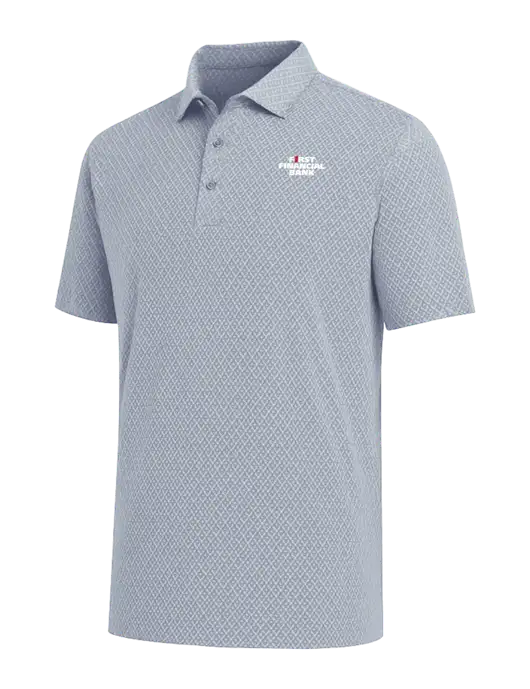 Callaway All-Over Stitched Medium Grey Chev Polo  w/First Financial Bank Logo