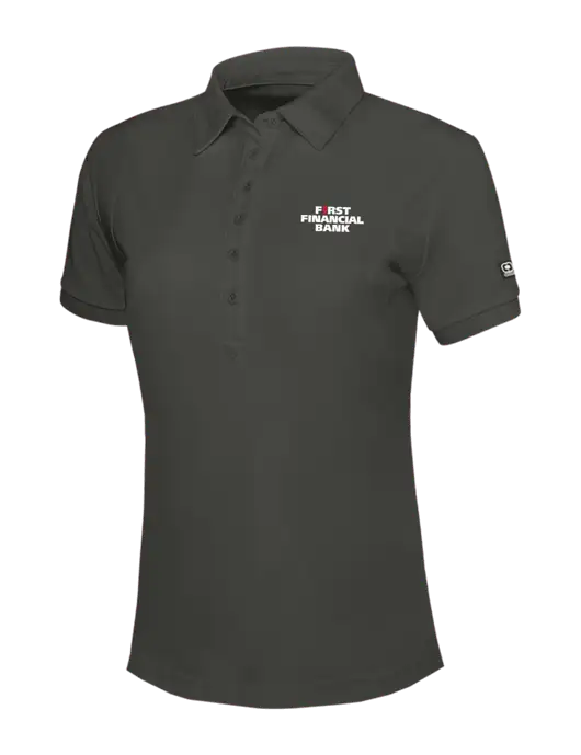 OGIO Womens Dark Grey Jewel Polo w/First Financial Bank Logo