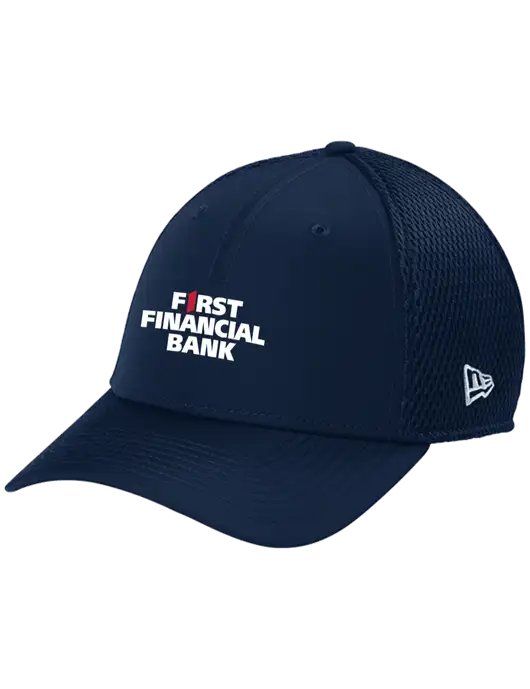 New Era 39THIRTY Performance Stretch Dark Navy Mesh Cap w/First Financial Bank Logo