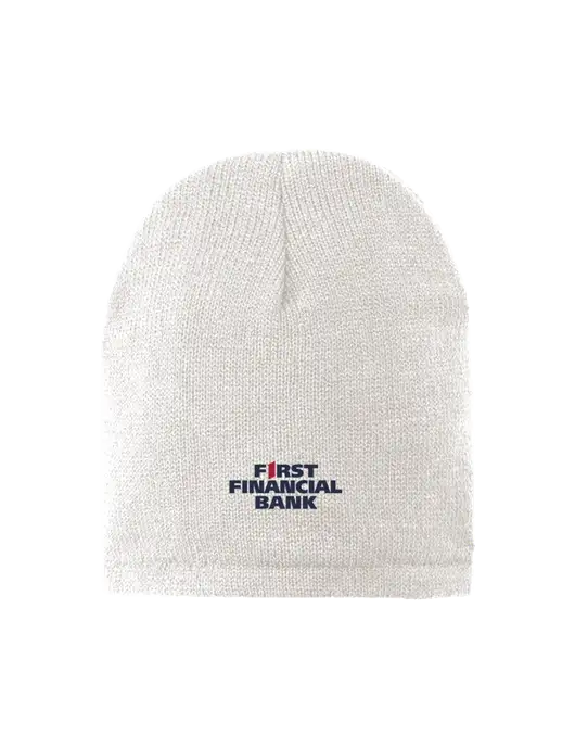 White Fleece-Lined Beanie Cap w/First Financial Bank Logo