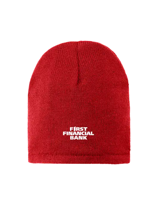 Red Fleece-Lined Beanie Cap w/First Financial Bank Logo