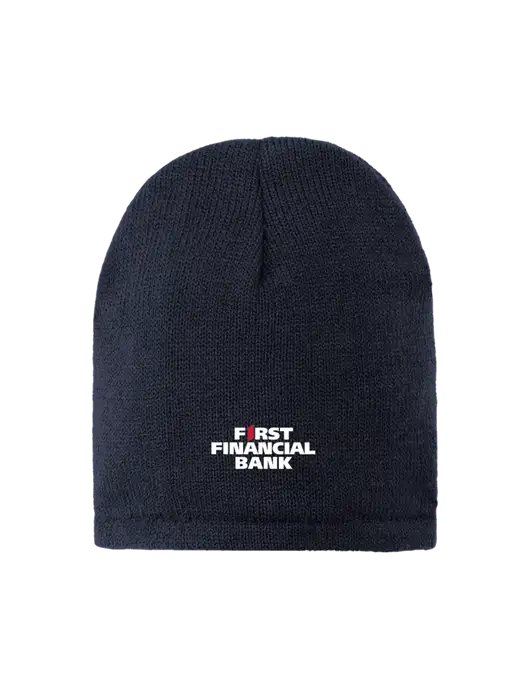 Dark Navy Fleece-Lined Beanie Cap w/First Financial Bank Logo