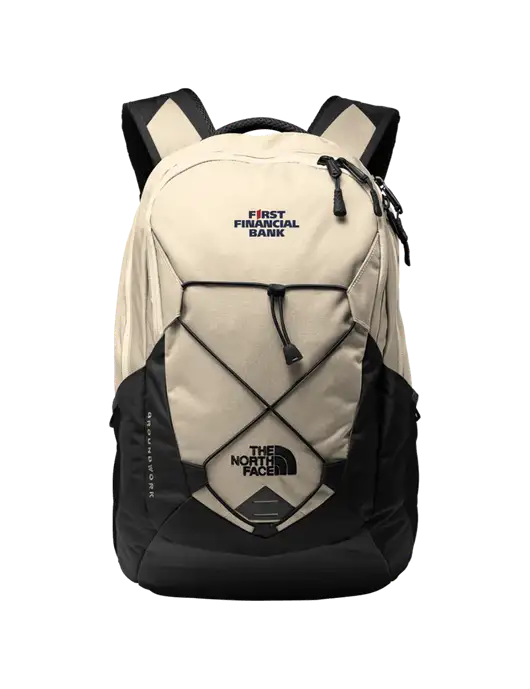 The North Face Ivory/Black Groundwork Backpack w/First Financial Bank Logo