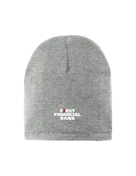 Dark Medium Grey Fleece-Lined Beanie Cap w/First Financial Bank Logo