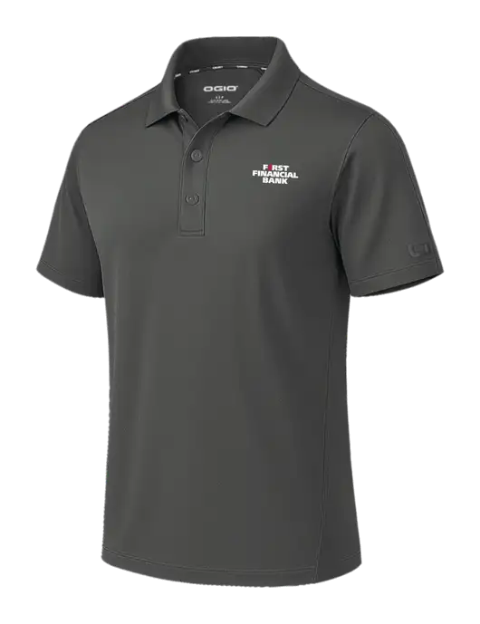 OGIO Envision Dark Medium Grey Polo w/First Financial Bank Logo