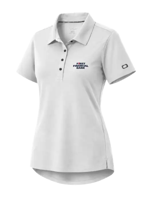 OGIO Womens Envision White Polo w/First Financial Bank Logo
