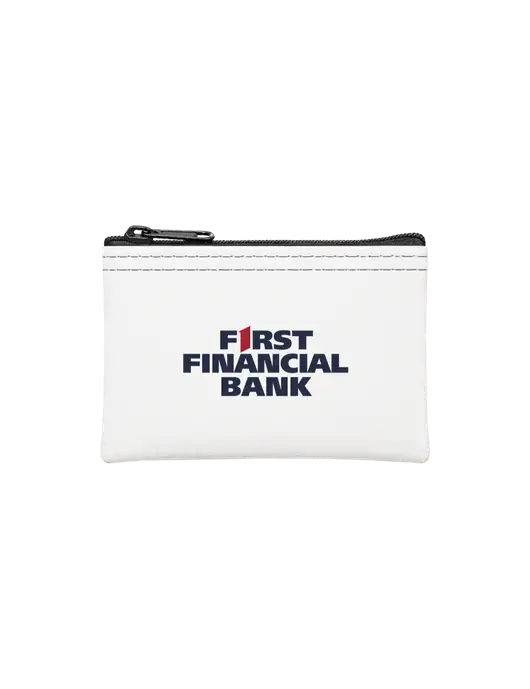 White Coin Bag w/First Financial Bank Logo