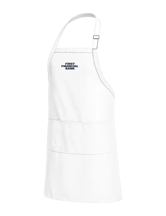 Easy Care Extra Long Bib White Apron with Stain Release w/First Financial Bank Logo