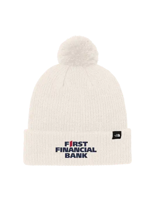 The North Face Ivory Pom Beanie w/First Financial Bank Logo