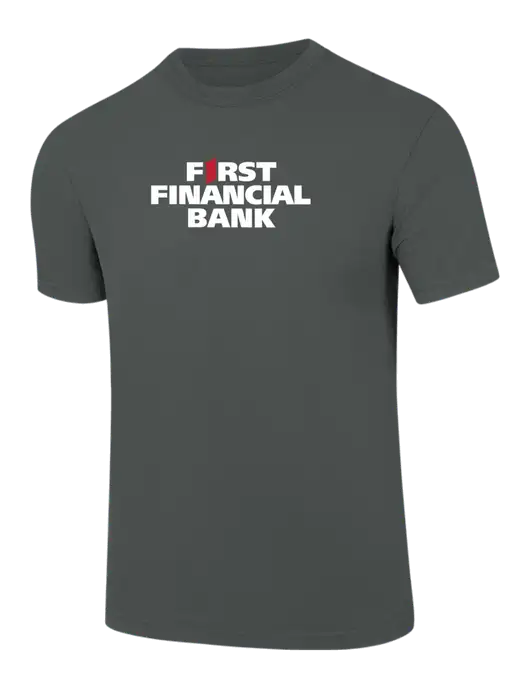 Comfort Colors 6.1 oz Dark Grey Heather Heavyweight Ring Spun T-Shirt w/First Financial Bank Logo