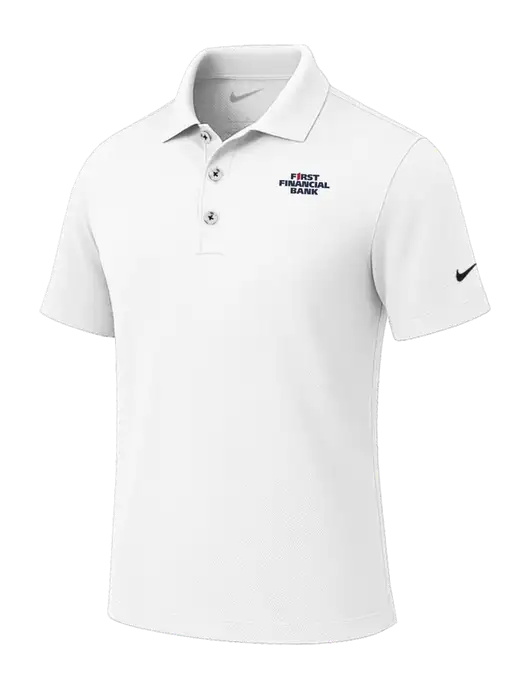 Nike White Tech Basic Dri-FIT Polo
 w/First Financial Bank Logo
