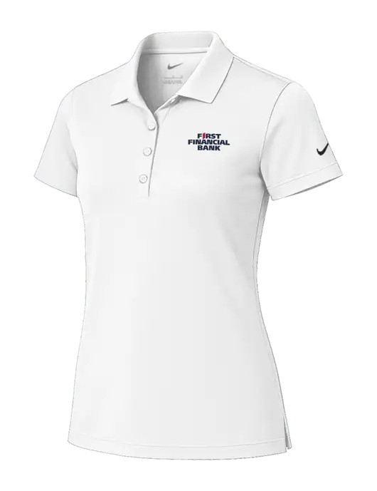 Nike Womens White Tech Basic Dri-FIT Polo
 w/First Financial Bank Logo