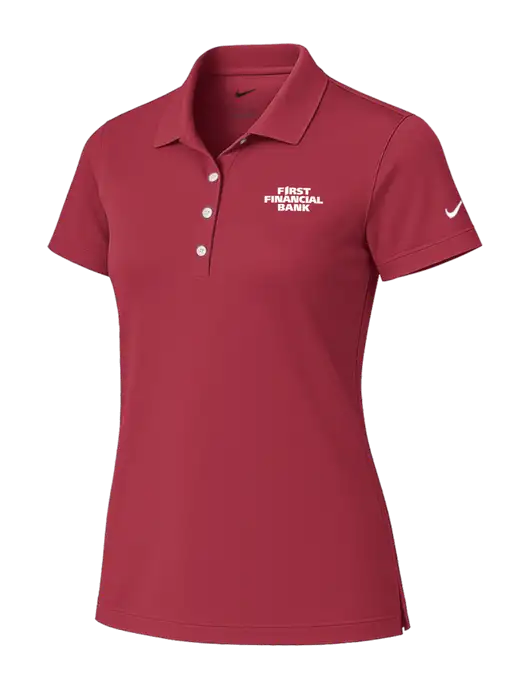 Nike Womens Red Tech Basic Dri-FIT Polo
 w/First Financial Bank Logo