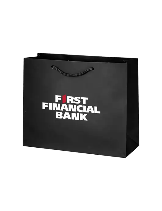 Gift Bag Black Matte 9 x 7 w/First Financial Bank Logo