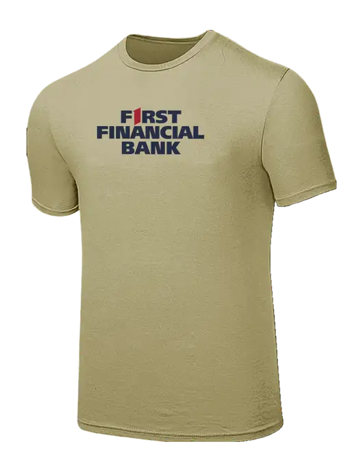 Seriously Soft Tan T-Shirt w/First Financial Bank Logo