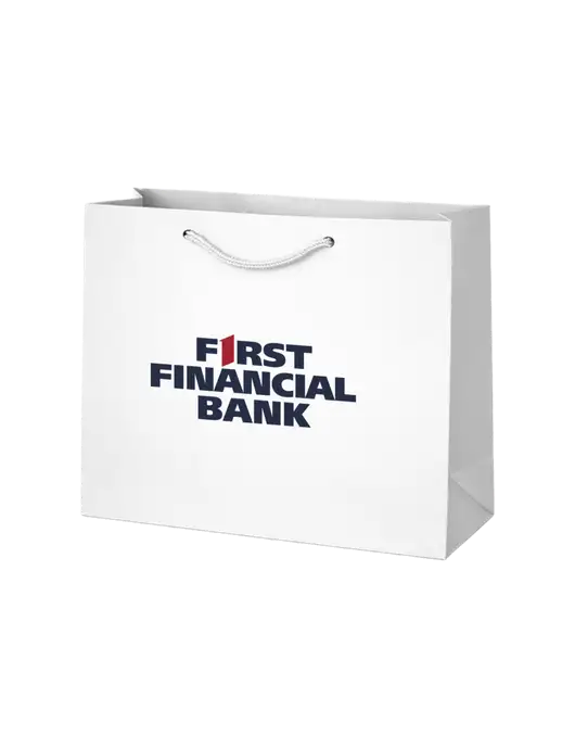 Gift Bag White Matte 9 x 7 w/First Financial Bank Logo