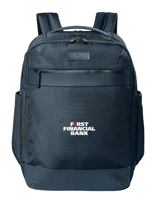 Brooks Brothers Oxford Dark Navy Backpack w/First Financial Bank Logo