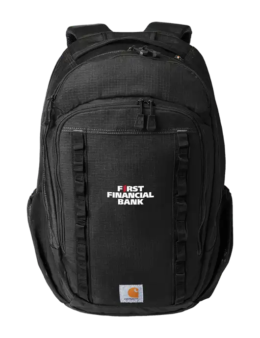 Carhartt 25L Ripstop Black Backpack w/First Financial Bank Logo