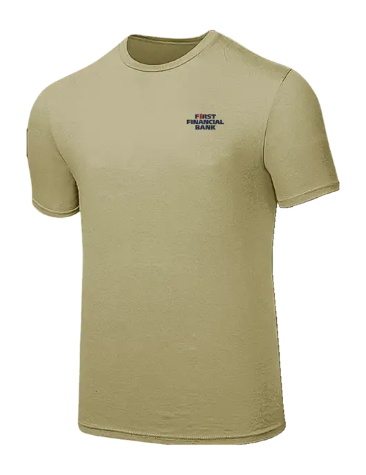 Seriously Soft Tan T-Shirt w/First Financial Bank Logo
