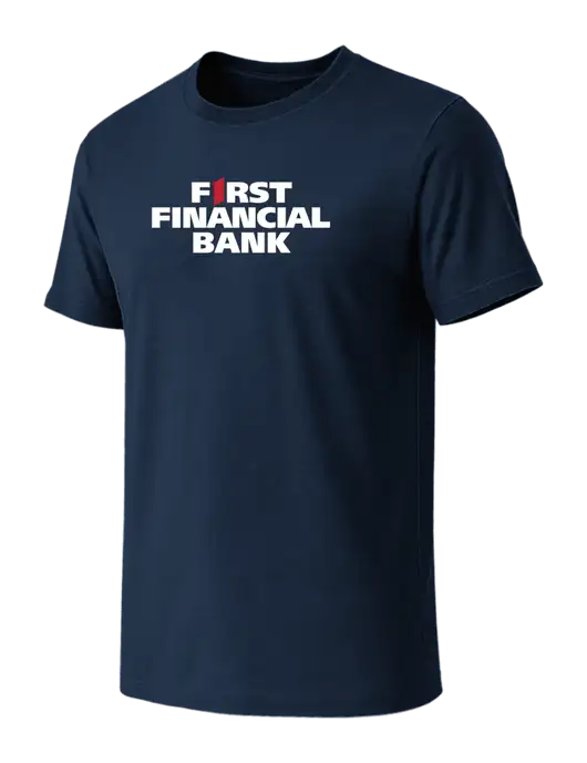 BELLA+CANVAS Navy CVC Short Sleeve Tee w/First Financial Bank Logo