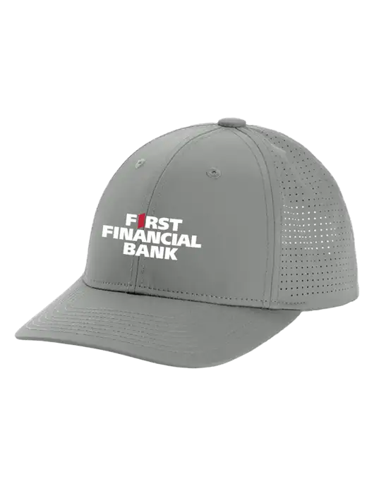 Pro-Cut Structured Snapback with Pinhole Mesh Medium Grey Cap w/First Financial Bank Logo