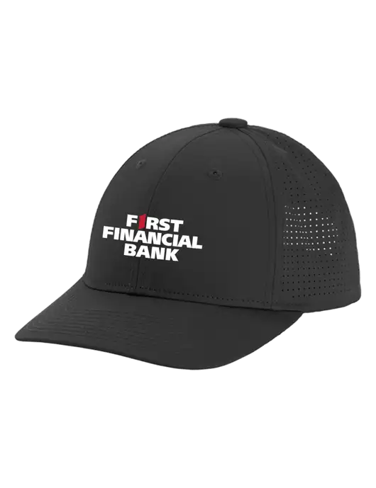 Pro-Cut Structured Snapback with Pinhole Mesh Very Dark Grey Cap w/First Financial Bank Logo