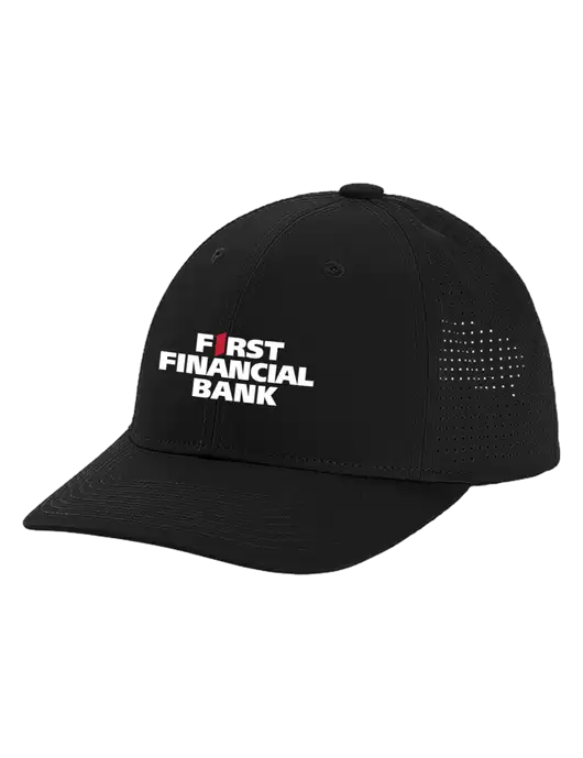 Pro-Cut Structured Snapback with Pinhole Mesh Black Cap w/First Financial Bank Logo