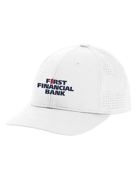 Pro-Cut Structured Snapback with Pinhole Mesh White Cap w/First Financial Bank Logo