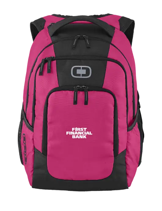OGIO Flush Pink Logan Laptop Backpack
 w/First Financial Bank Logo